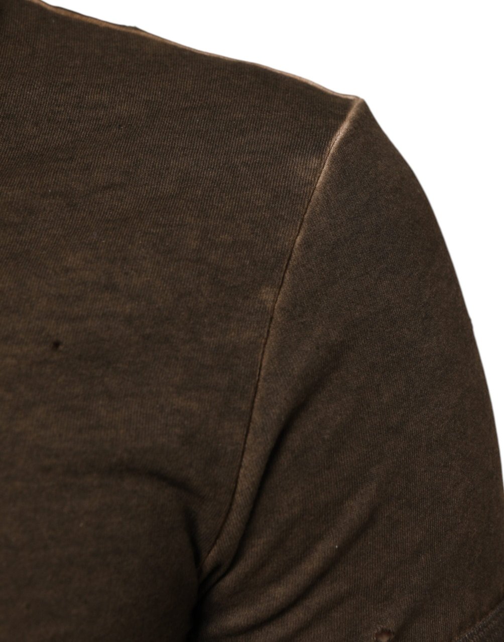 Dolce & Gabbana Dark Brown Cotton Tattered Logo Men T-shirt Bruin