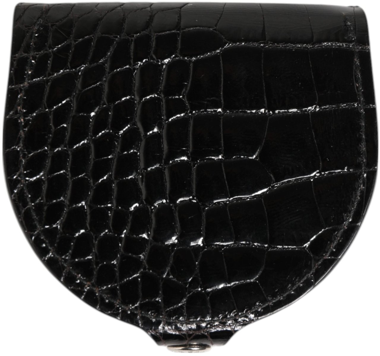 Dolce & Gabbana Black Polished Crocodile Leather Mens Coin Purse Wallet Zwart