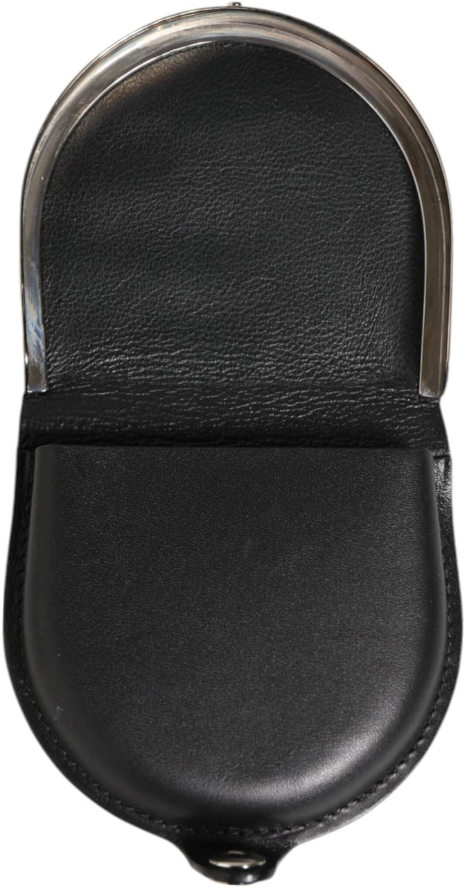 Dolce & Gabbana Black Polished Crocodile Leather Mens Coin Purse Wallet Zwart