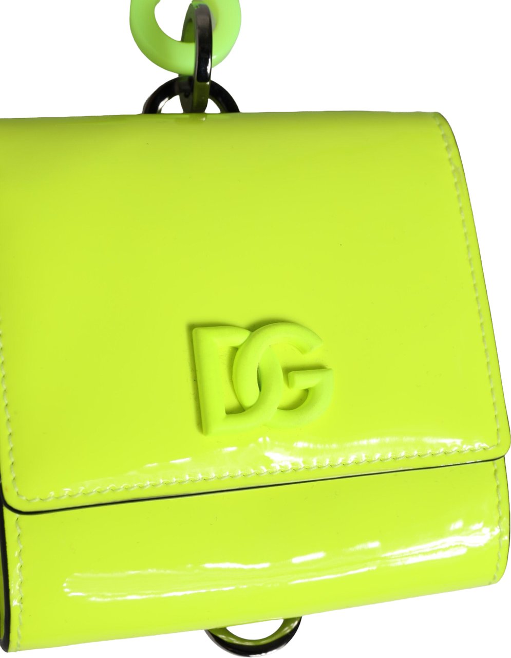 Dolce & Gabbana Yellow Green Bifold DG Logo Neck Strap Cardholder Wallet Geel