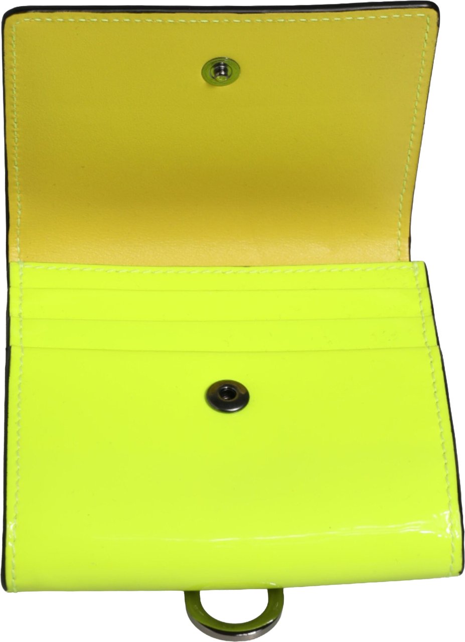 Dolce & Gabbana Yellow Green Bifold DG Logo Neck Strap Cardholder Wallet Geel