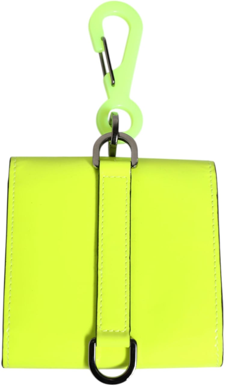 Dolce & Gabbana Yellow Green Bifold DG Logo Neck Strap Cardholder Wallet Geel