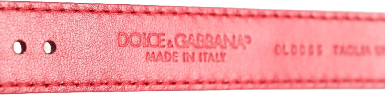 Dolce & Gabbana Red Exotic Leather Gold Tone Metal Buckle Women Armband Rood