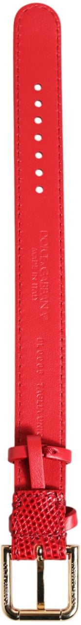 Dolce & Gabbana Red Exotic Leather Gold Tone Metal Buckle Women Armband Rood