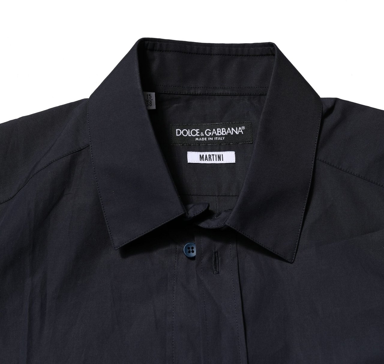 Dolce & Gabbana Dark Blue MARTINI Cotton Dress Formal Shirt Blauw