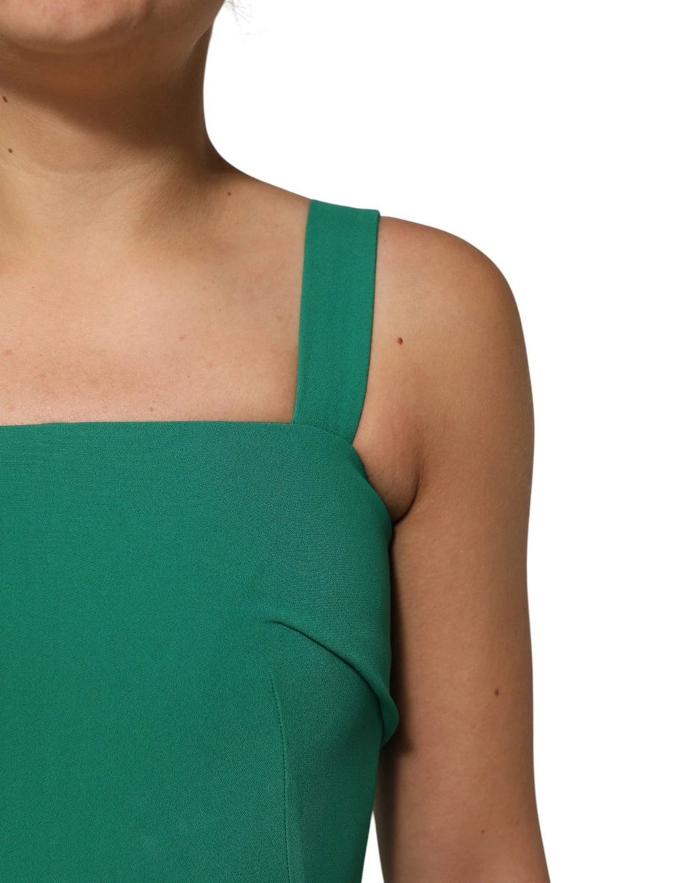 Dolce & Gabbana Dark Green Sleeveless Rayon Bodycon Dress Groen