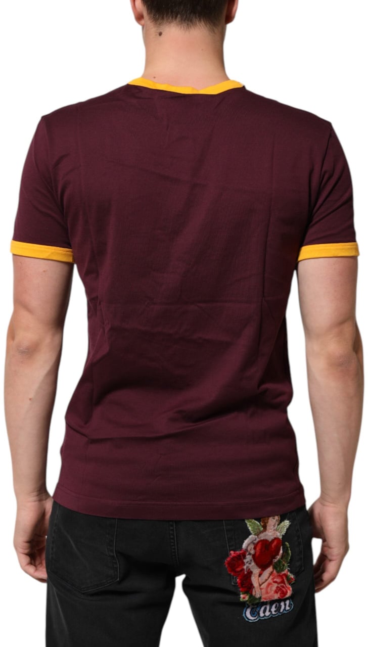 Dolce & Gabbana Burgundy Cotton DG Super King Logo T-Shirt Maroon
