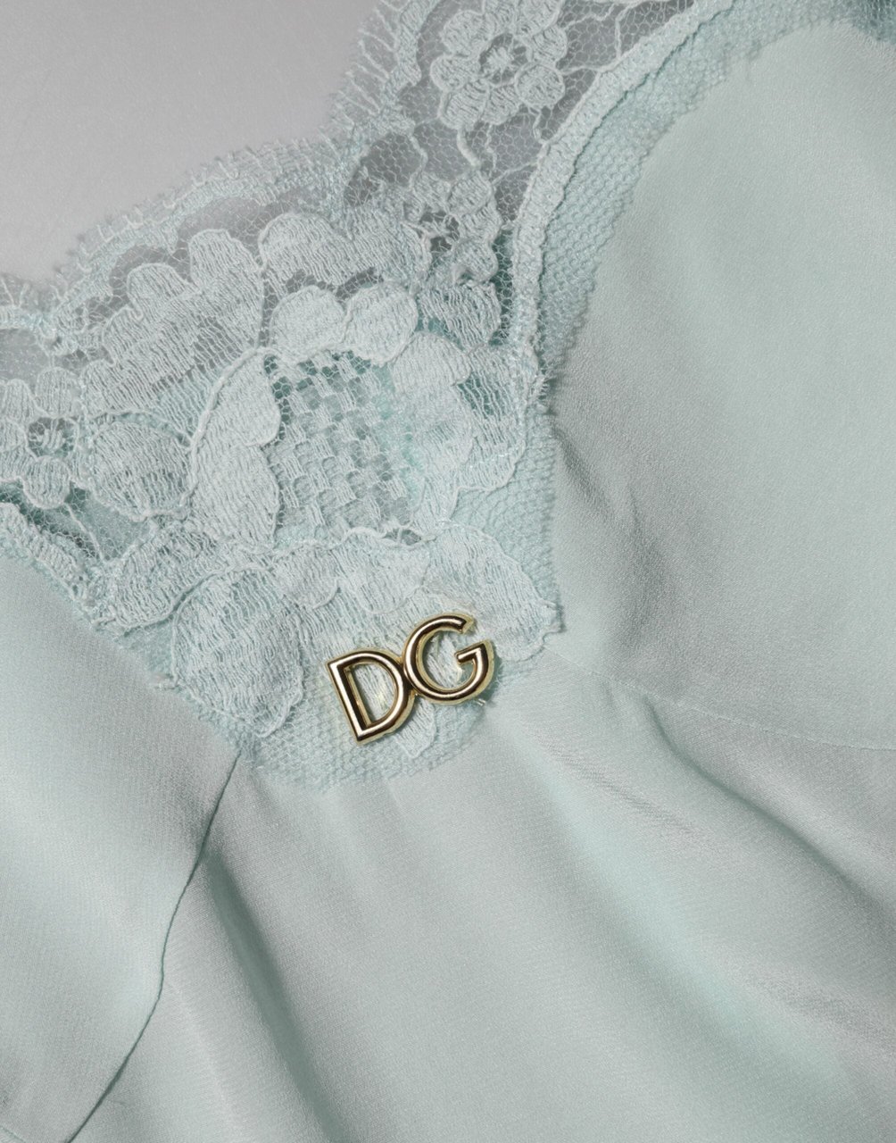 Dolce & Gabbana Light Blue Silk Lace Midi Bodycon Slip Dress Lichtblauw