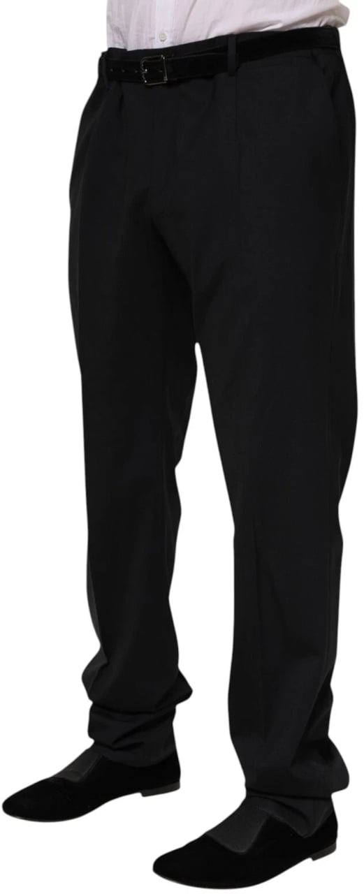Dolce & Gabbana Black Wool Formal Dress Men Trousers Pants Zwart