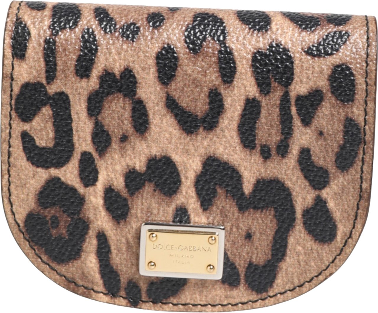Dolce & Gabbana Brown Leopard Print Calf Leather Small Coin Purse Wallet Bruin