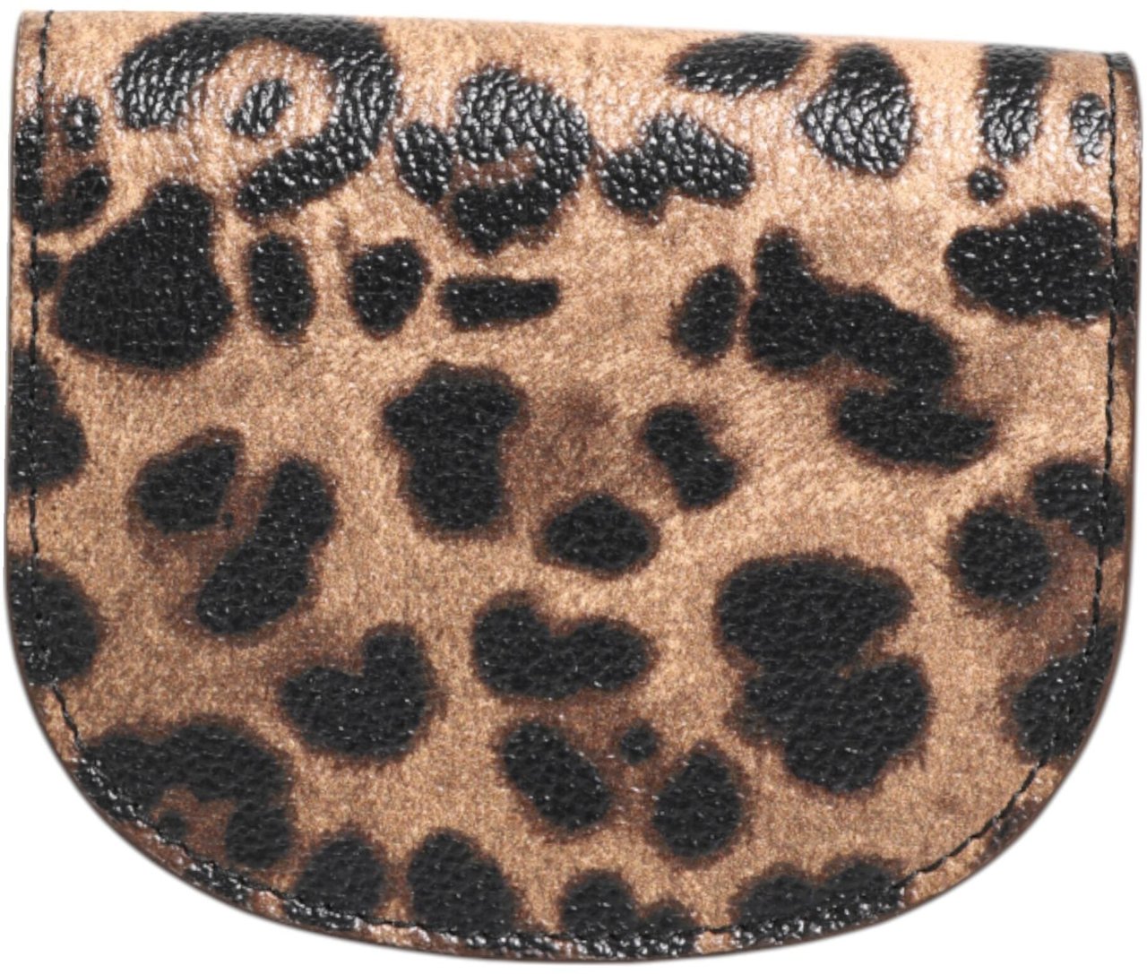 Dolce & Gabbana Brown Leopard Print Calf Leather Small Coin Purse Wallet Bruin