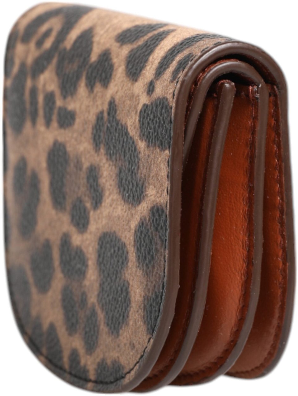 Dolce & Gabbana Brown Leopard Print Calf Leather Small Coin Purse Wallet Bruin