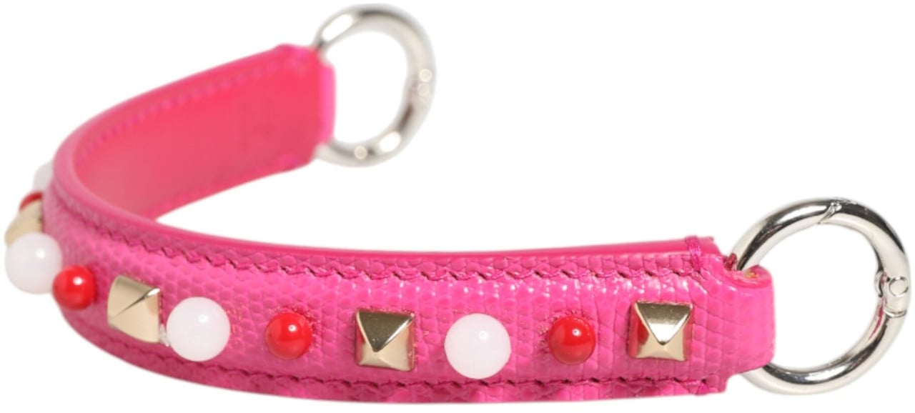 Dolce & Gabbana Pink Embellished Leather Bag Handle Women Shoulder Strap Roze