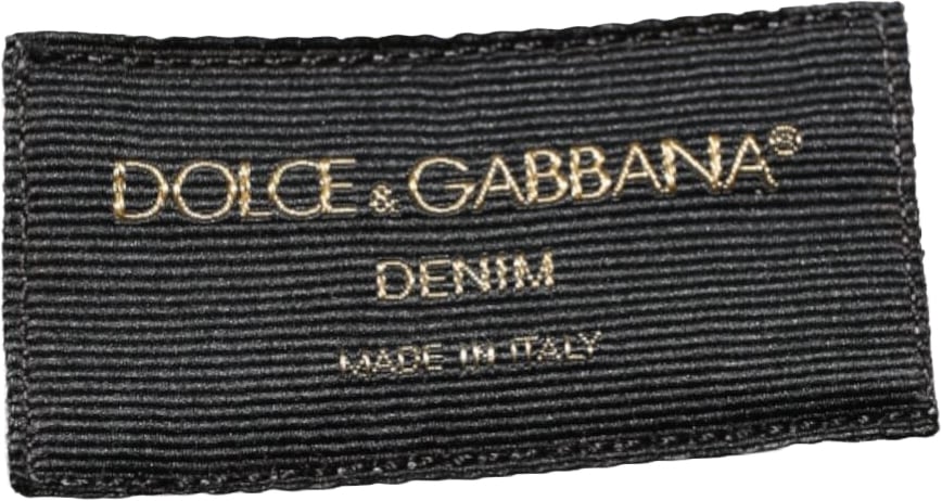 Dolce & Gabbana Black Grey Graphic Print Denim Pants Jeans Zwart