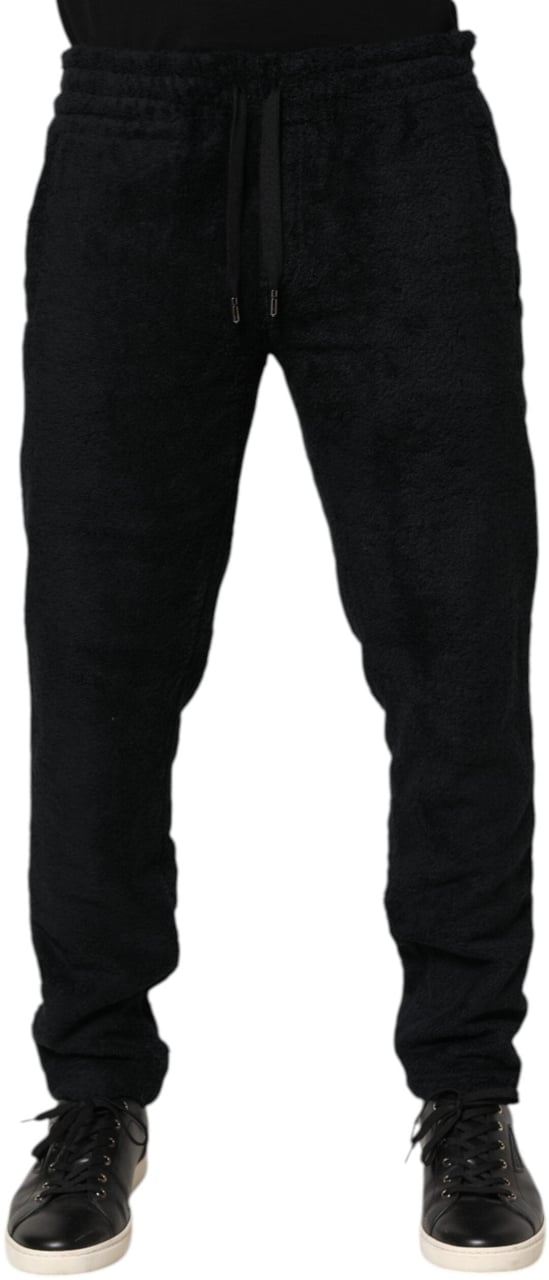Dolce & Gabbana Black Cotton Logo Men Jogger Sweatpants Pants Zwart