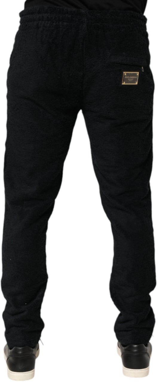 Dolce & Gabbana Black Cotton Logo Men Jogger Sweatpants Pants Zwart