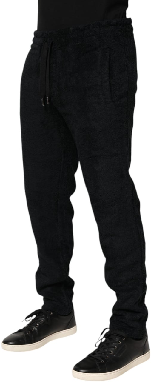 Dolce & Gabbana Black Cotton Logo Men Jogger Sweatpants Pants Zwart