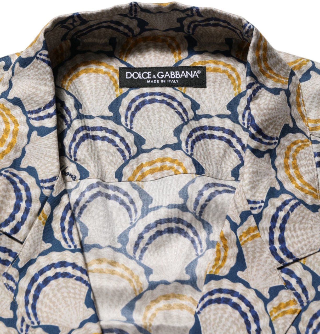 Dolce & Gabbana Cream Cotton Silk Hawaii Scallop Shell Print Shirt Beige