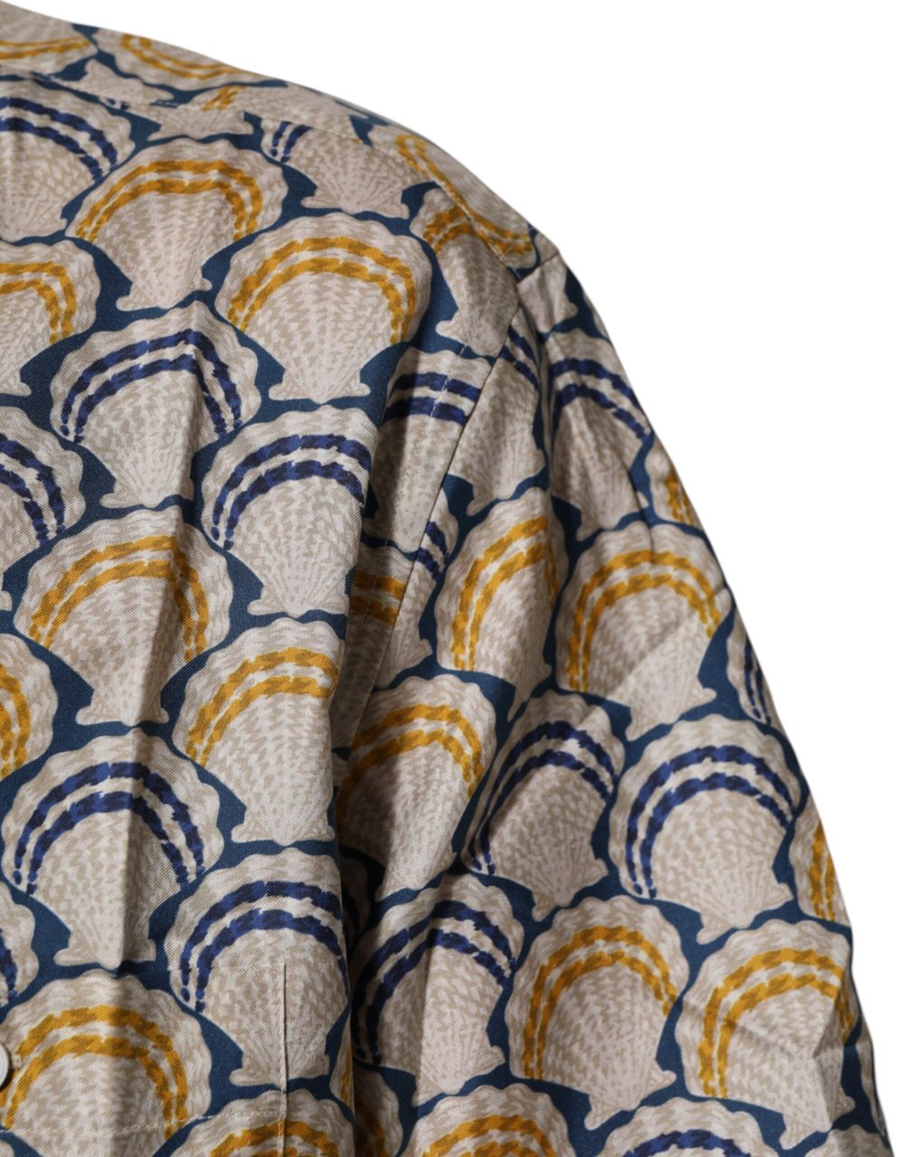 Dolce & Gabbana Cream Cotton Silk Hawaii Scallop Shell Print Shirt Beige