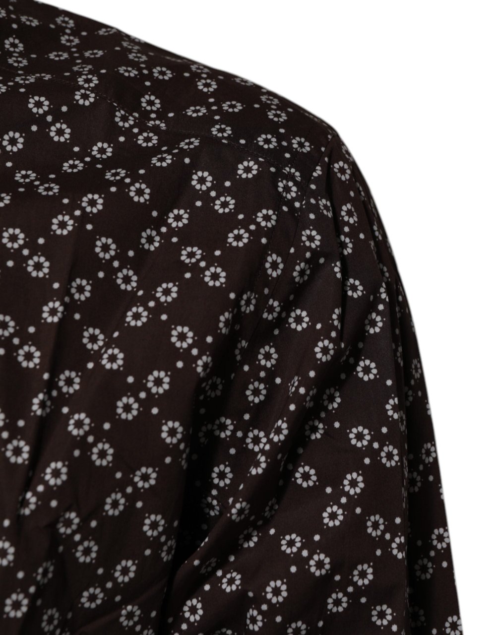 Dolce & Gabbana BrownFloral Collared GOLD Formal Dress Shirt Bruin