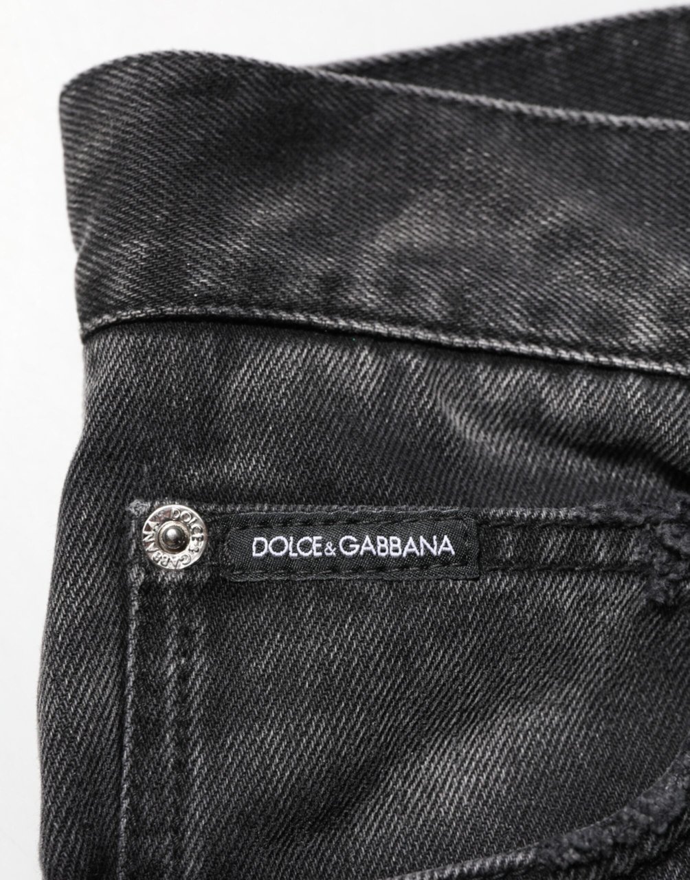 Dolce & Gabbana Black Marbled Effect Straight Men Denim Jeans Zwart
