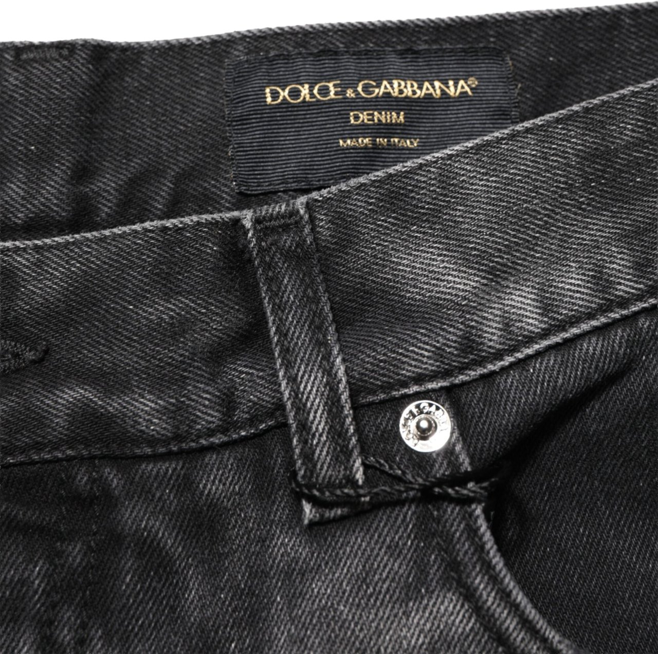 Dolce & Gabbana Black Marbled Effect Straight Men Denim Jeans Zwart