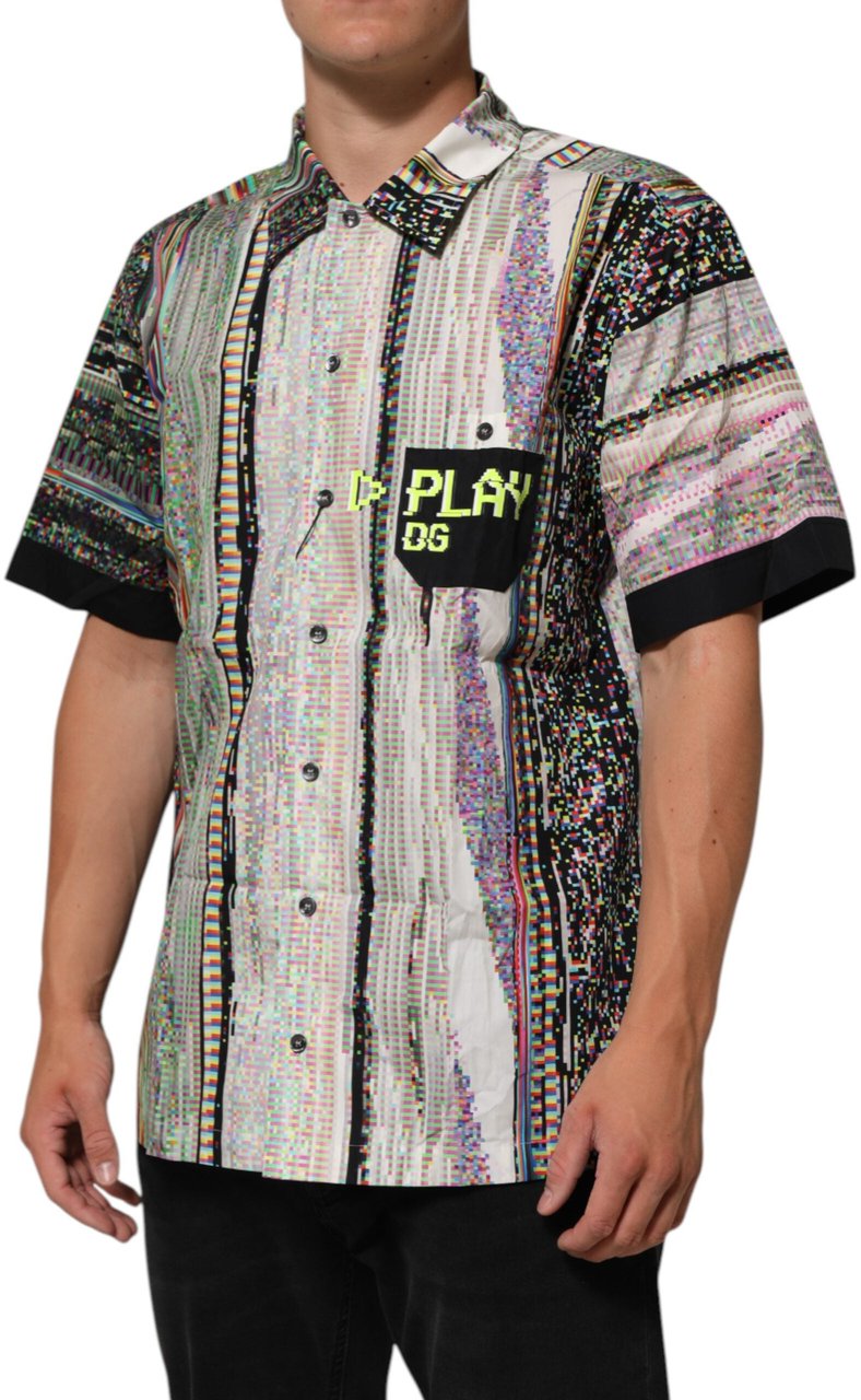 Dolce & Gabbana Multicolor Graphic Collared Casual Shirt Divers