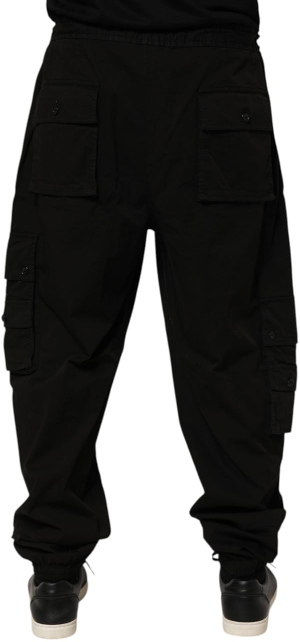 Dolce & Gabbana Black Cotton Cargo Jogger Sweatpants Pants Zwart