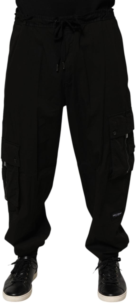 Dolce & Gabbana Black Cotton Cargo Jogger Sweatpants Pants Zwart