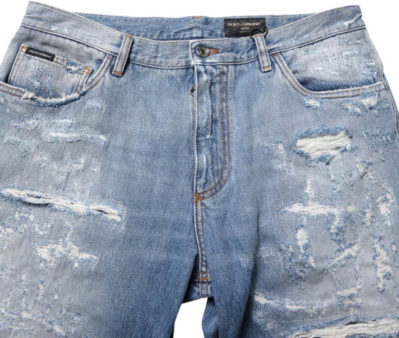 Dolce & Gabbana Blue Distressed Ripped Denim Trouser Jeans Blauw