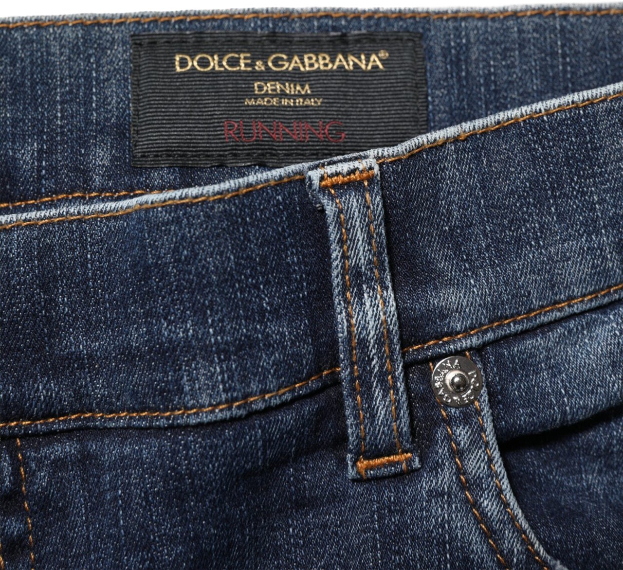 Dolce & Gabbana Dark Blue Washed Running Ripped Denim Jeans Blauw