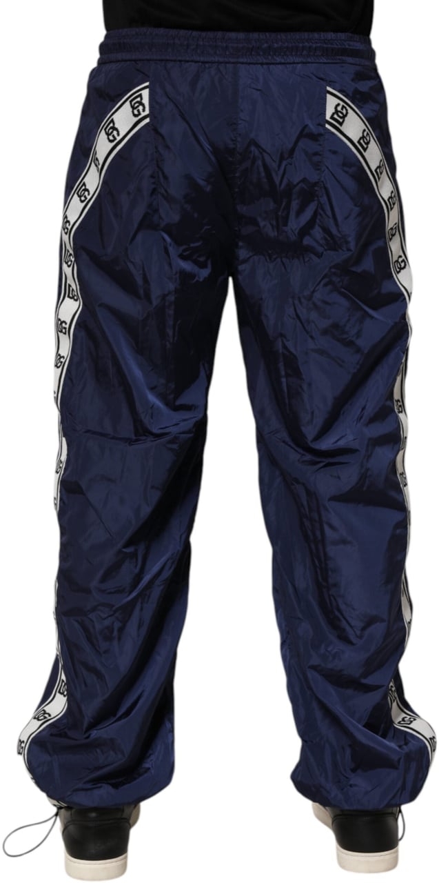 Dolce & Gabbana Blue Nylon Straight Jogger Sweatpants Pants Blauw