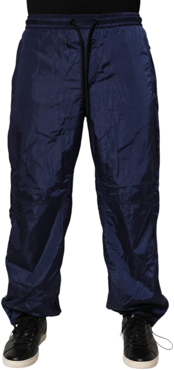 Dolce & Gabbana Blue Nylon Straight Jogger Sweatpants Pants Blauw