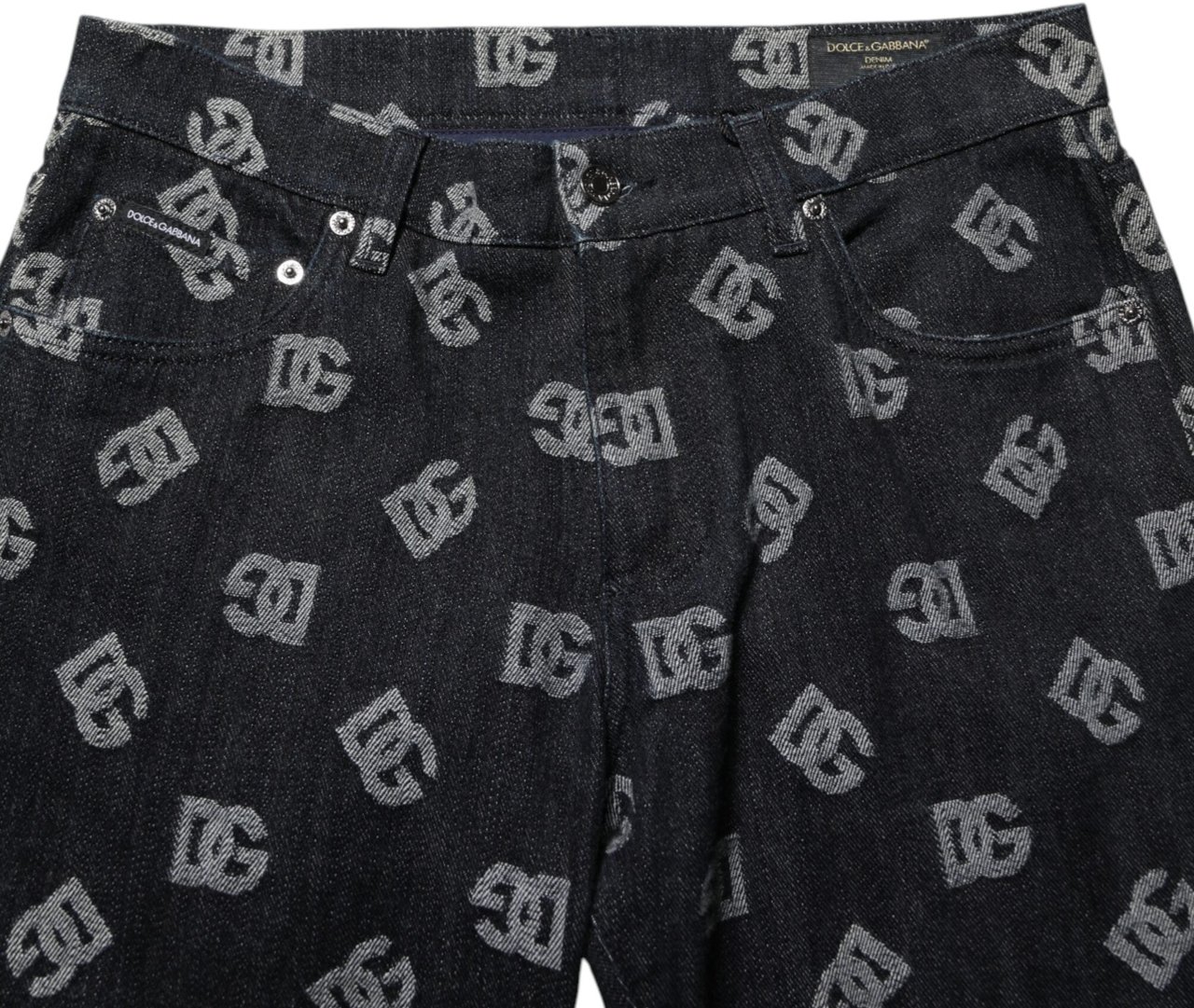 Dolce & Gabbana Black DG Monogram Cotton Skinny Denim Jeans Zwart