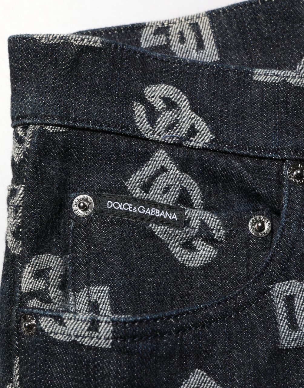 Dolce & Gabbana Black DG Monogram Cotton Skinny Denim Jeans Zwart