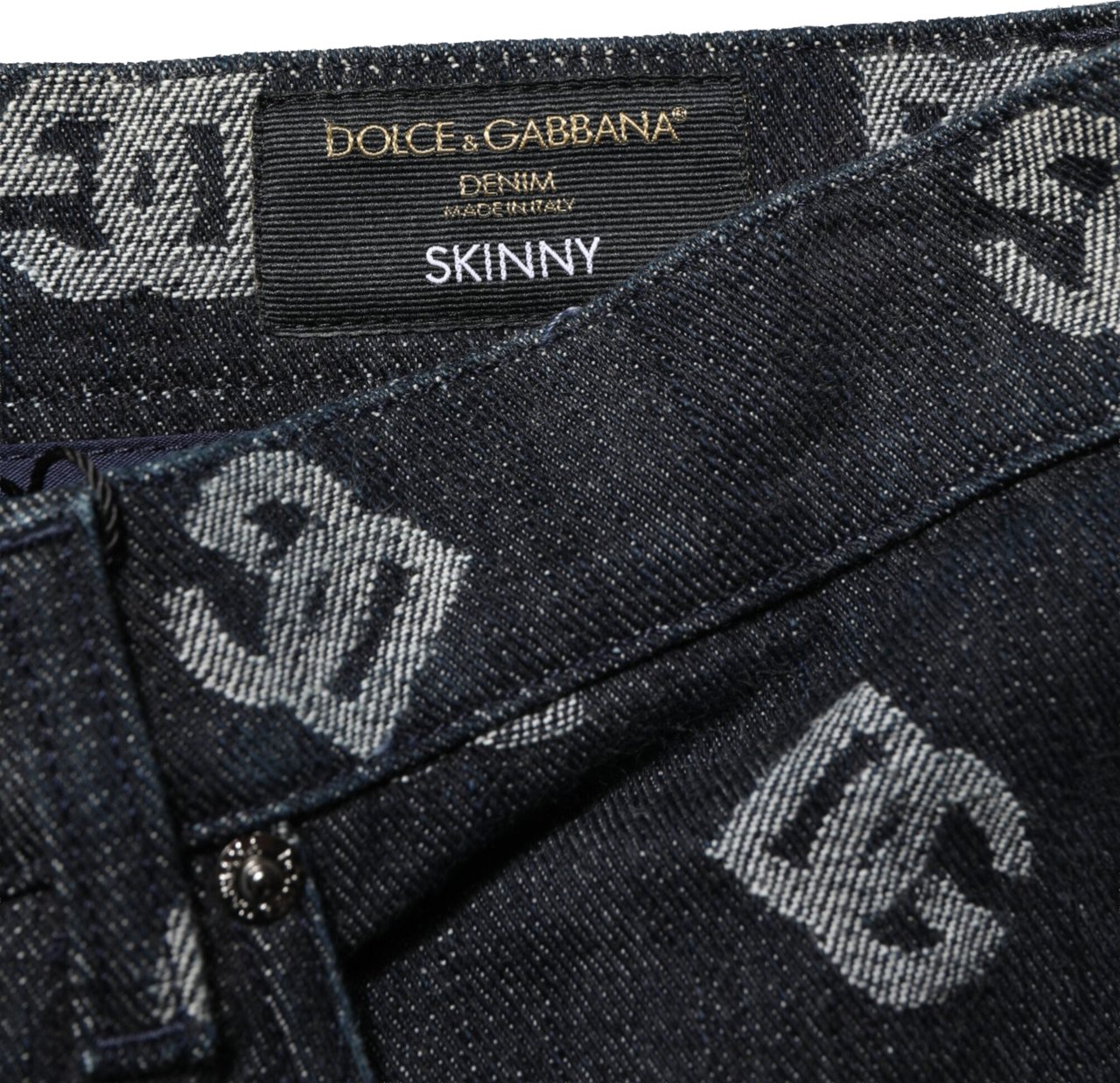 Dolce & Gabbana Black DG Monogram Cotton Skinny Denim Jeans Zwart