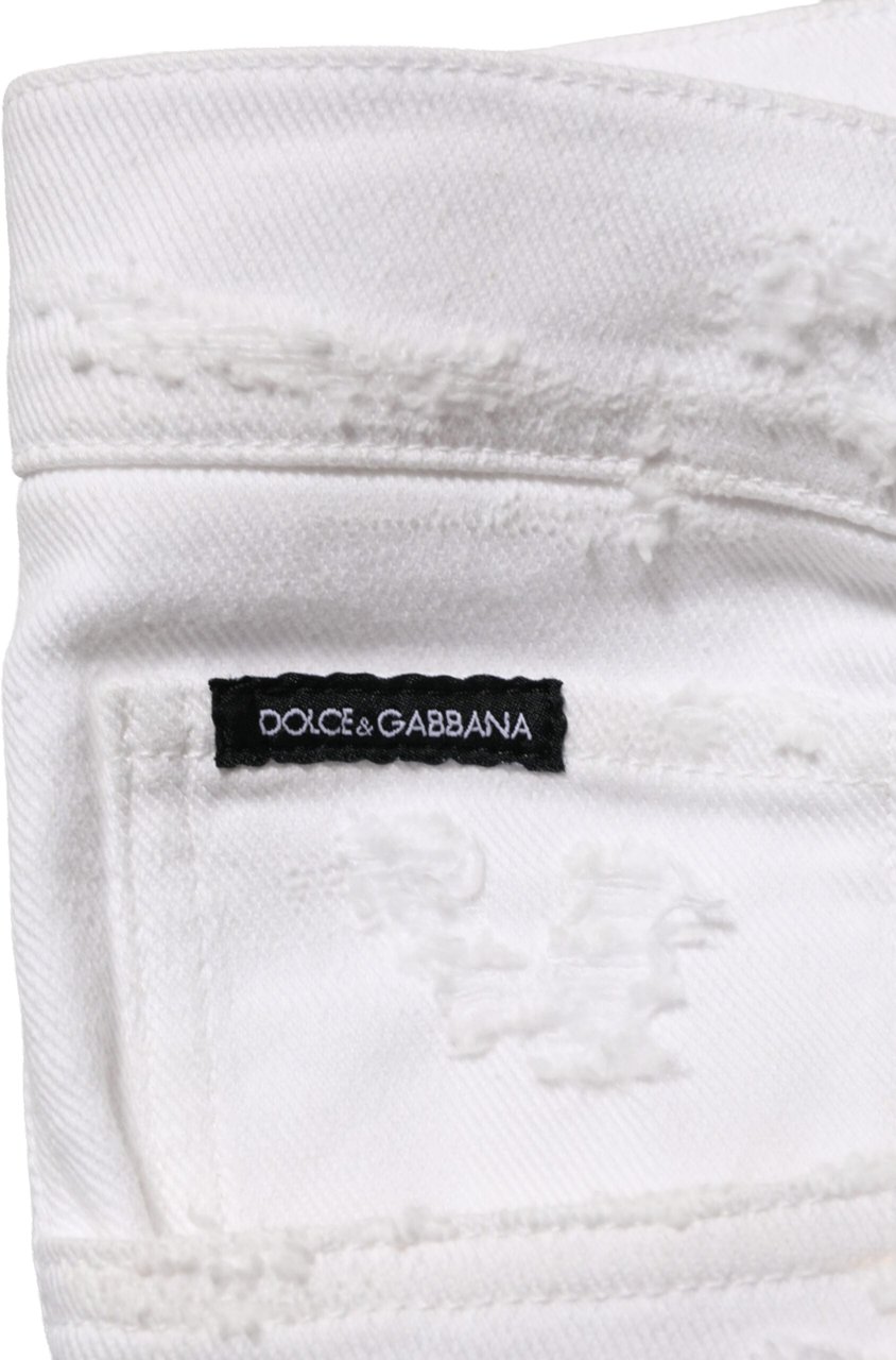 Dolce & Gabbana White Distressed Ripped Denim Trouser Jeans Wit