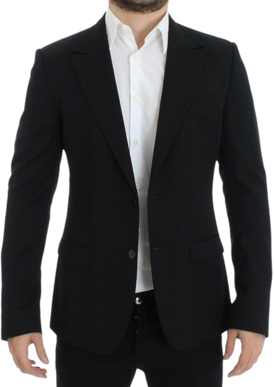 Dolce & Gabbana Black wool slim fit blazer Zwart