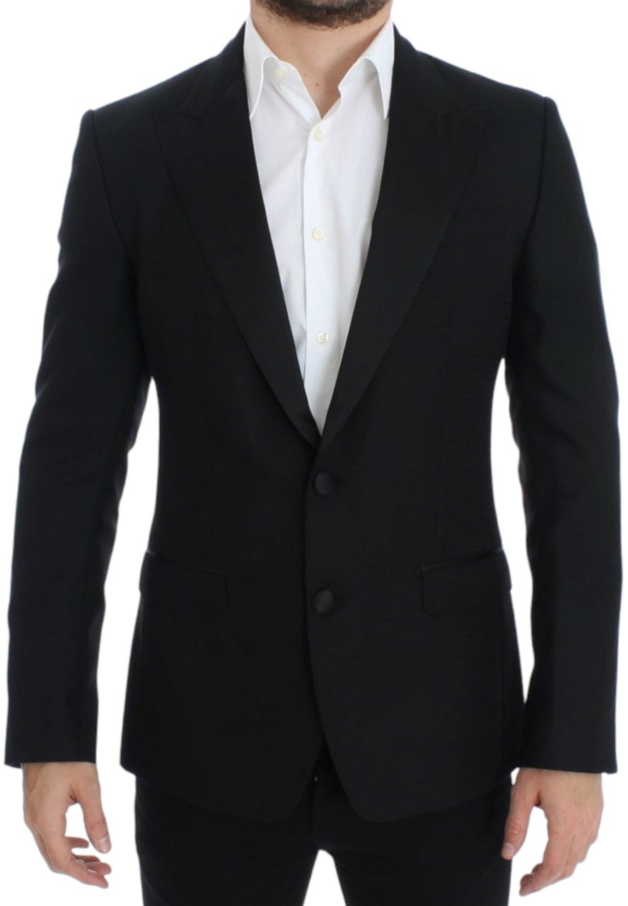 Dolce & Gabbana Black wool silk SICILIA blazer Zwart