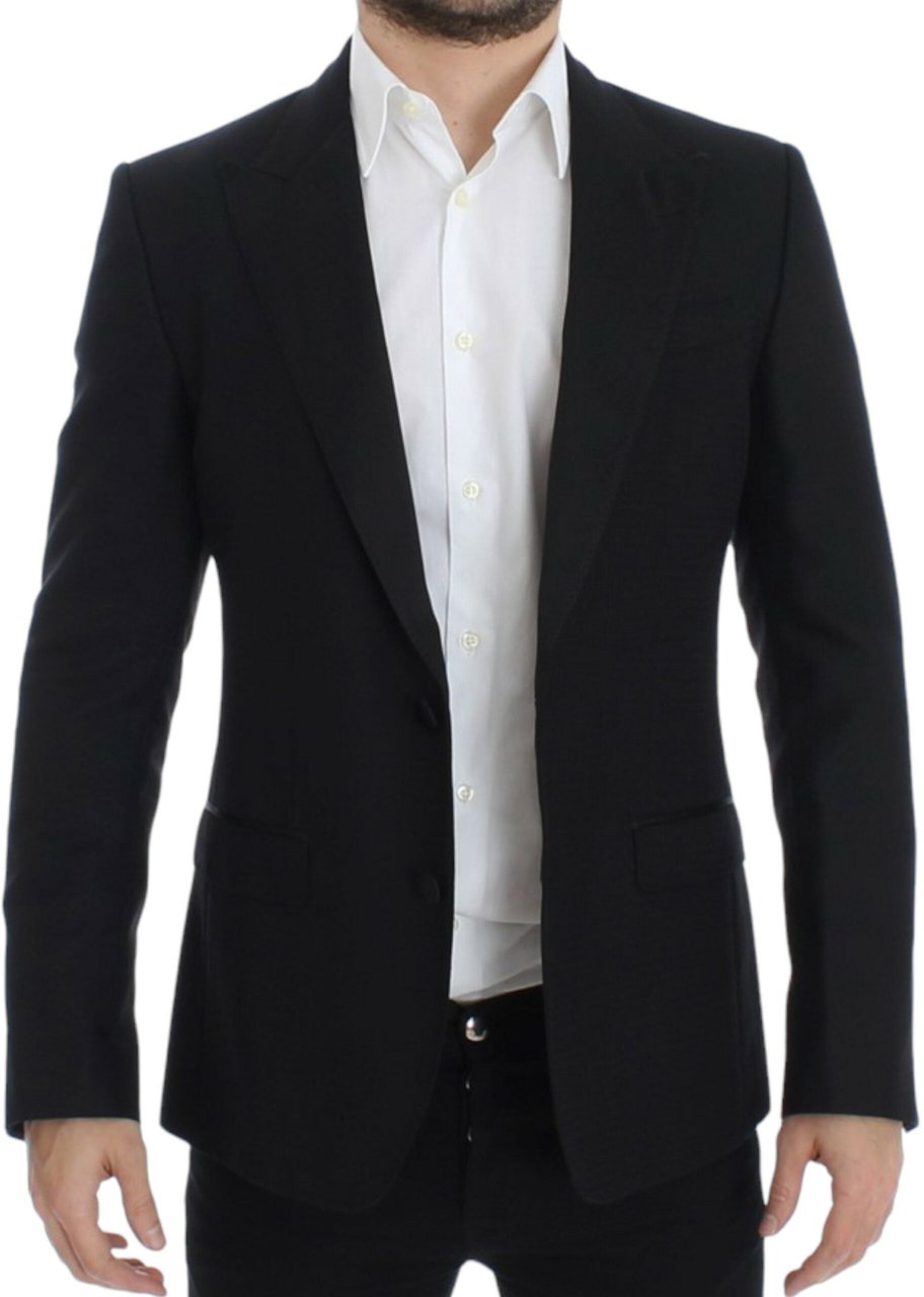Dolce & Gabbana Black wool silk SICILIA blazer Zwart