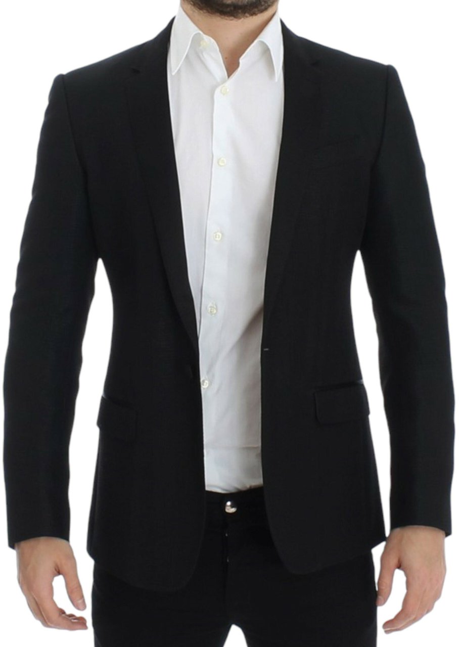 Dolce & Gabbana Black wool MARTINI slim blazer Zwart