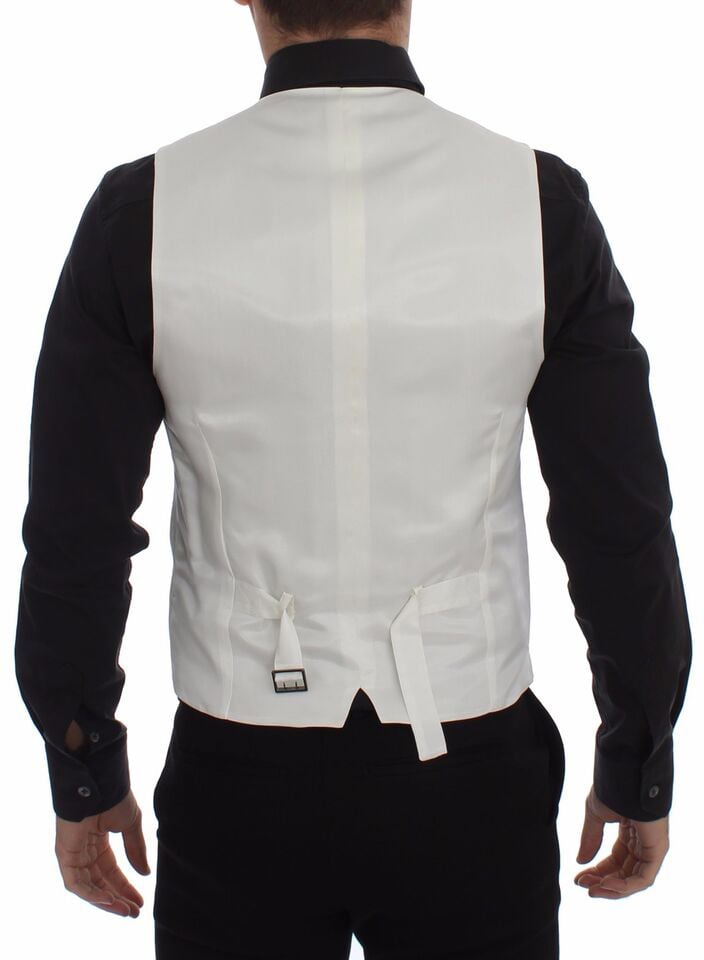 Dolce & Gabbana White Cotton Silk Blend Dress Vest Blazer Wit