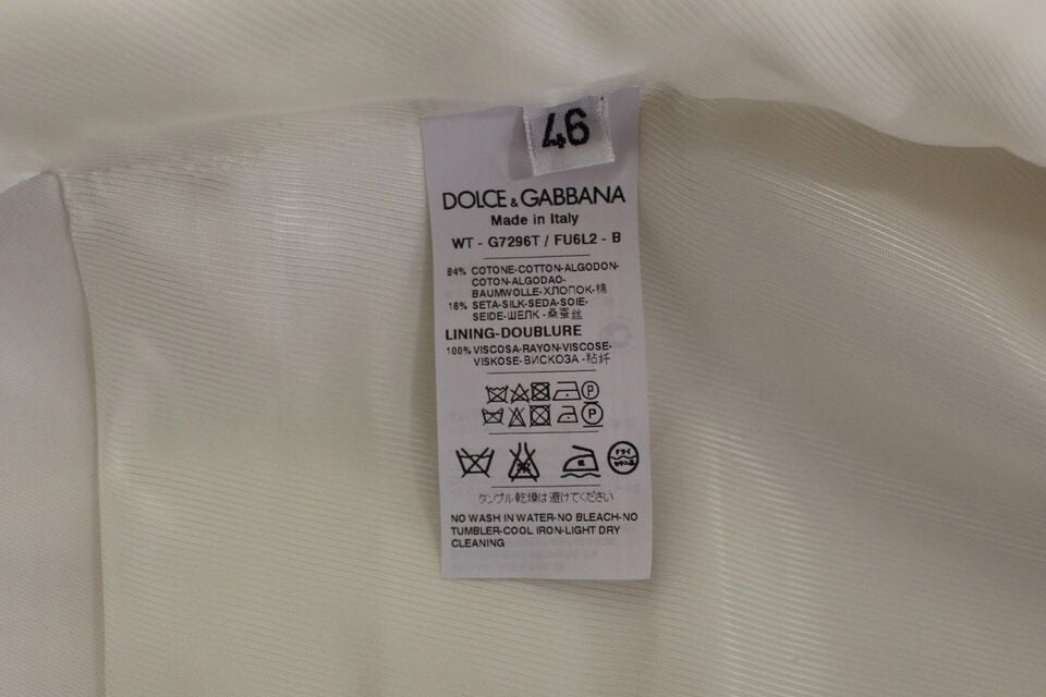Dolce & Gabbana White Cotton Silk Blend Dress Vest Blazer Wit