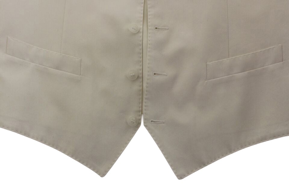 Dolce & Gabbana White Cotton Silk Blend Dress Vest Blazer Wit