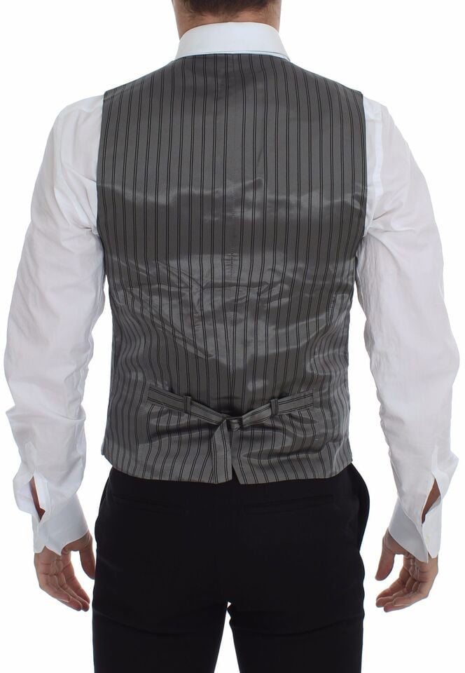 Dolce & Gabbana Gray Cotton Stretch Dress Vest Blazer Grijs