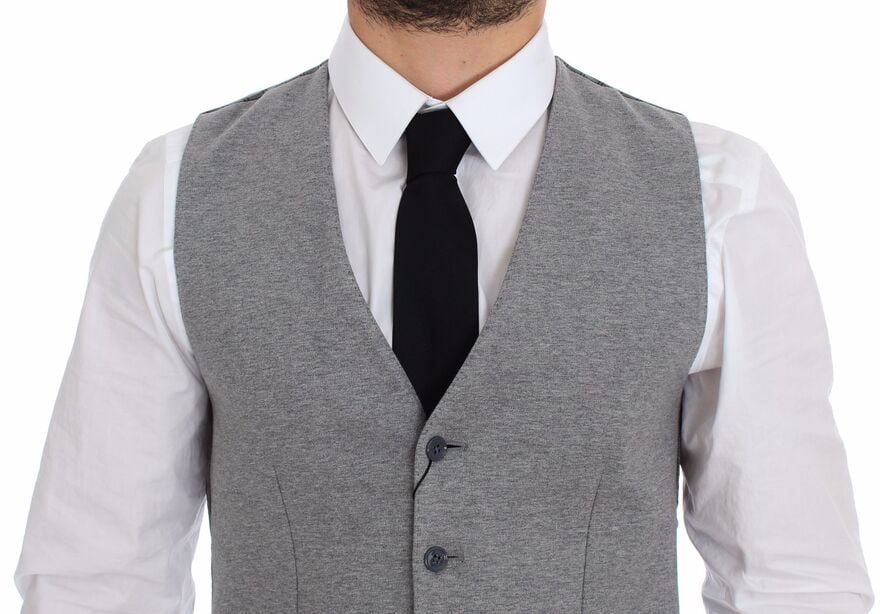 Dolce & Gabbana Gray Cotton Stretch Dress Vest Blazer Grijs
