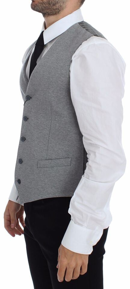 Dolce & Gabbana Gray Cotton Stretch Dress Vest Blazer Grijs
