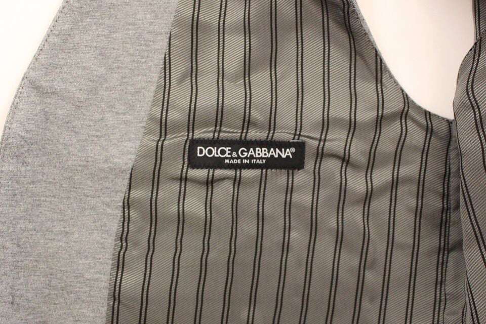 Dolce & Gabbana Gray Cotton Stretch Dress Vest Blazer Grijs