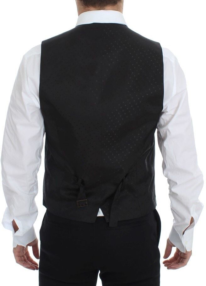 Dolce & Gabbana Black Wool Silk Stretch Dress Vest Blazer Zwart