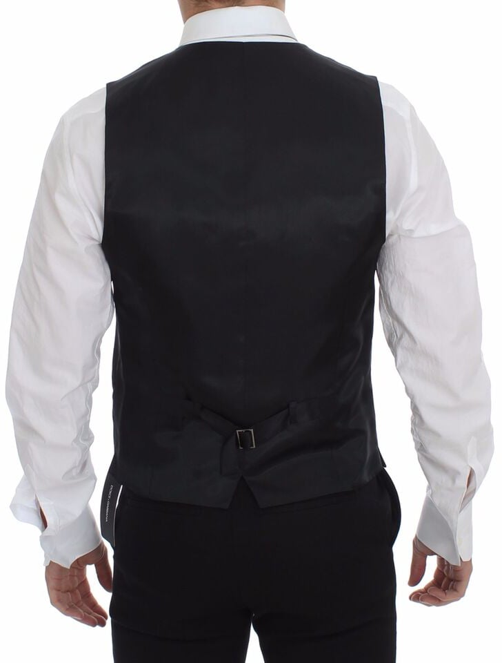Dolce & Gabbana Gray Slim Fit Button Front Dress Formal Vest Grijs